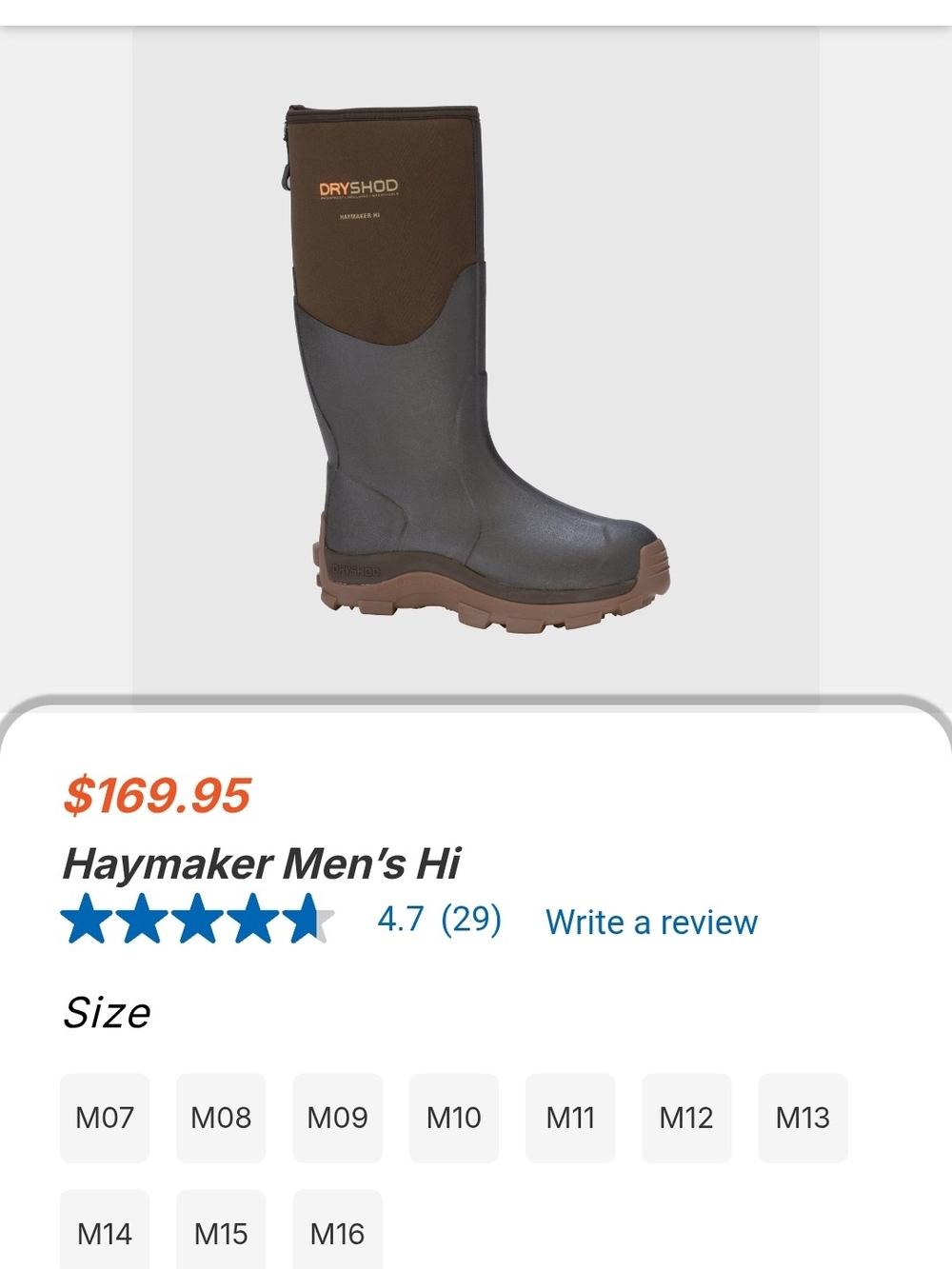 Haymaker Men's Hi Brown Waterproof Rain & Snow Boot